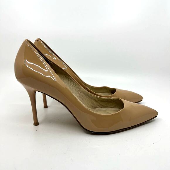 Brian Atwood Beige Patent Leather Pumps 8 US - Picture 2 of 9